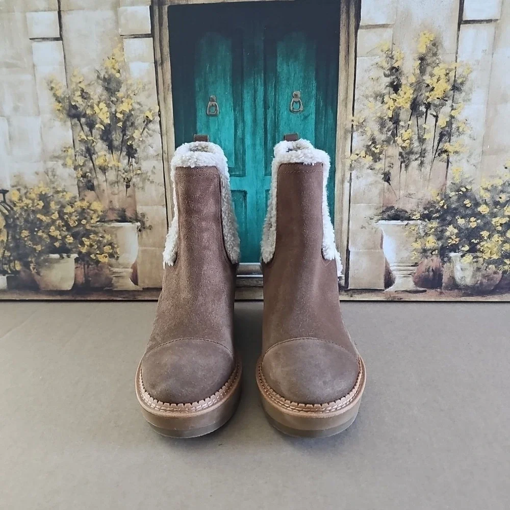 Sam Edelman Womens Reagan Tan Suede Wedge Boots Shoes‎ 8M
